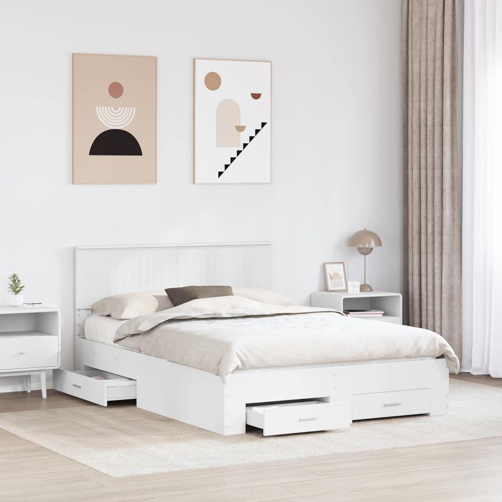 Cloris Designermöbel Bettrahmen mit Kopfteil Weiß 140 x 200cm Holzwerkstoff - 2026Neu937571 - Klassische BettenJugendbett Tagesbett