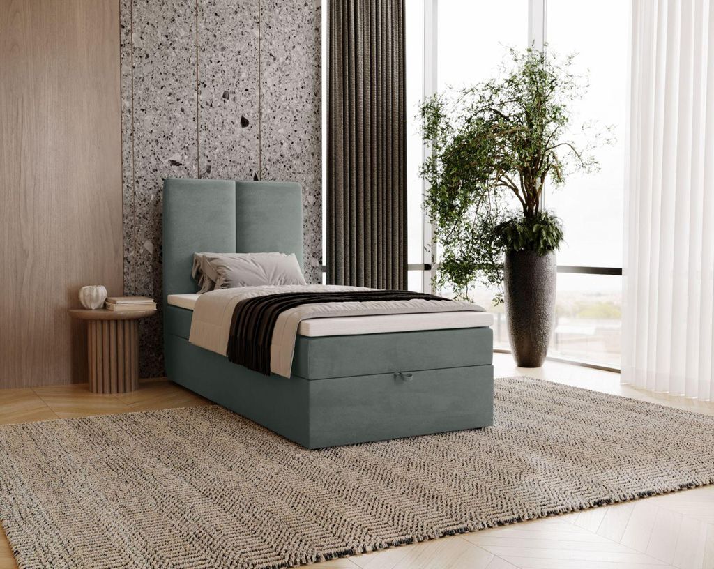 Einzelbett Continental 90x200 GLADE - grau