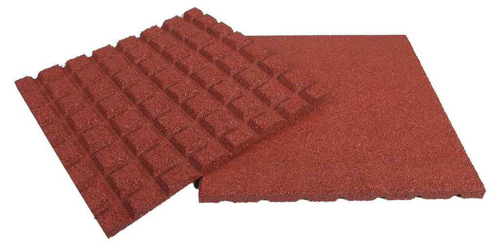 Fallschutzmatte Rot 50 x 50 x 2.5 cm Gummi-Platten - pro Stück