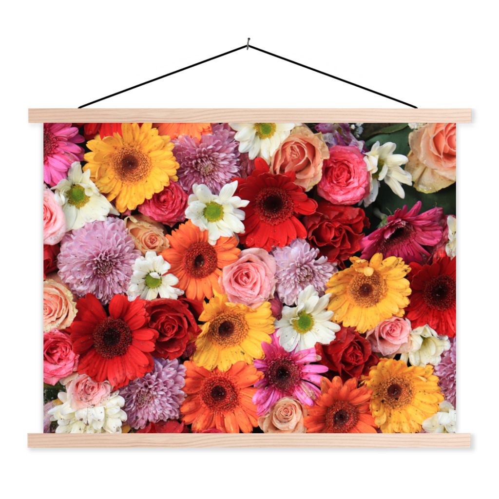 MuchoWow® Textilposter Blumen - Farben - Gerbera - Rosen Produktbild 