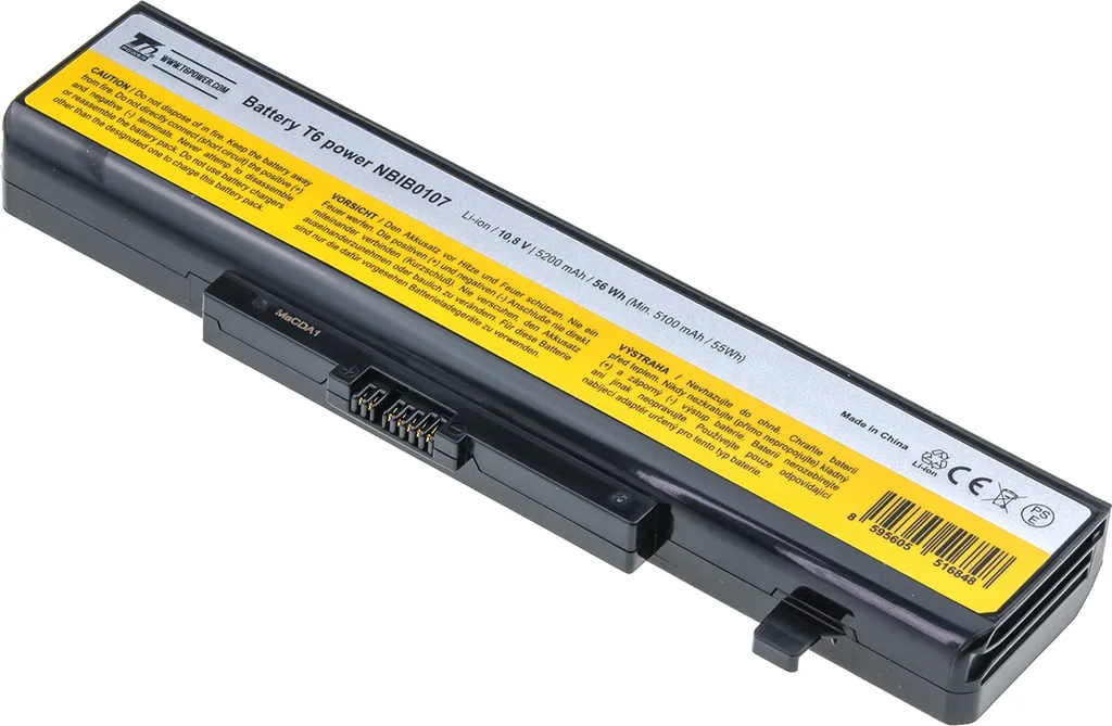 Batteria T6 Power per Lenovo B580, Li-Ion, 10,8 V, 5200 mAh (56 Wh), nero