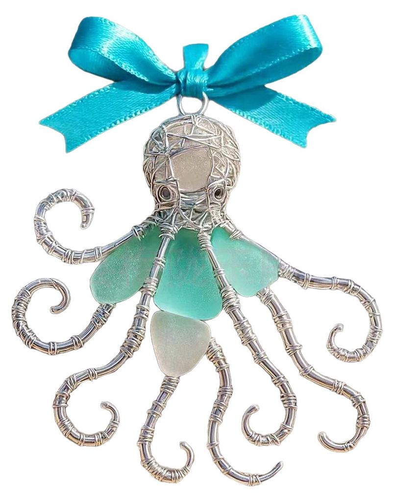 Maritimer Weihnachtsbaumschmuck mit Meeresmotiven: Seeglas-Ornamente aus Acryl, Seepferdchen, Delfin, Schildkröte – ideal für die Dekoration vo...