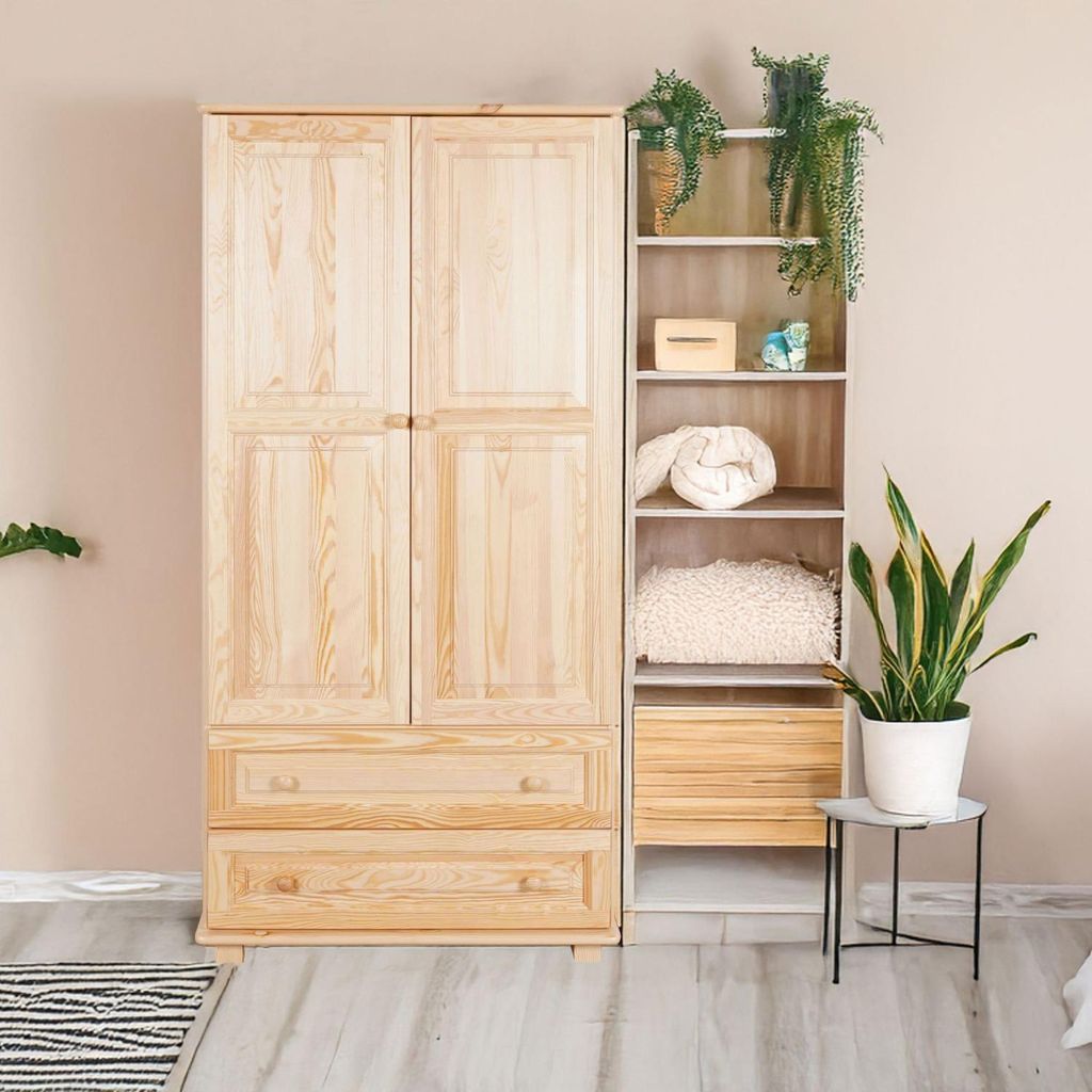 Schlafzimmerschrank, Farbe: Natur 190x90x60 cm