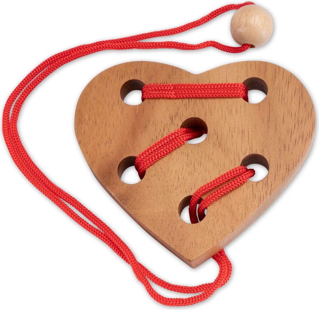 Herz-Puzzle – Schnur-Knobelspiel aus Holz | Geschenkidee mit Gefühl