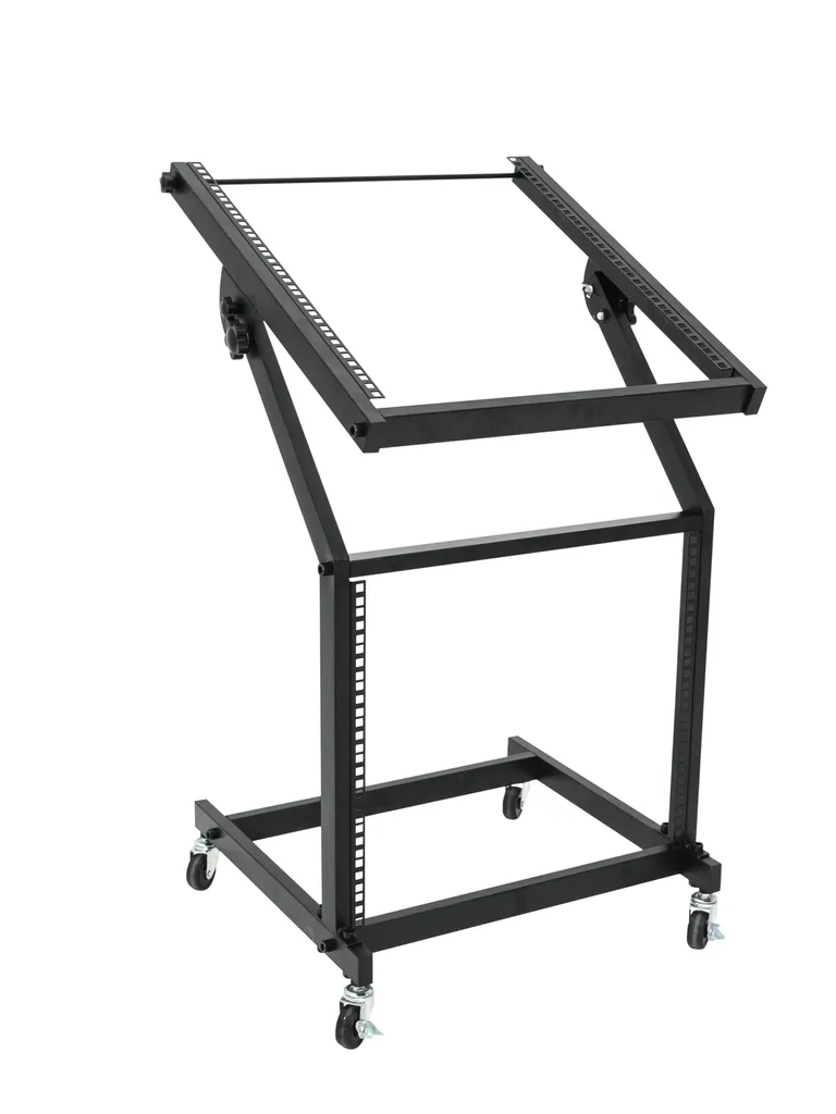 Chariot rack 12U/10U orientable sur roulettes - Structure acier robuste