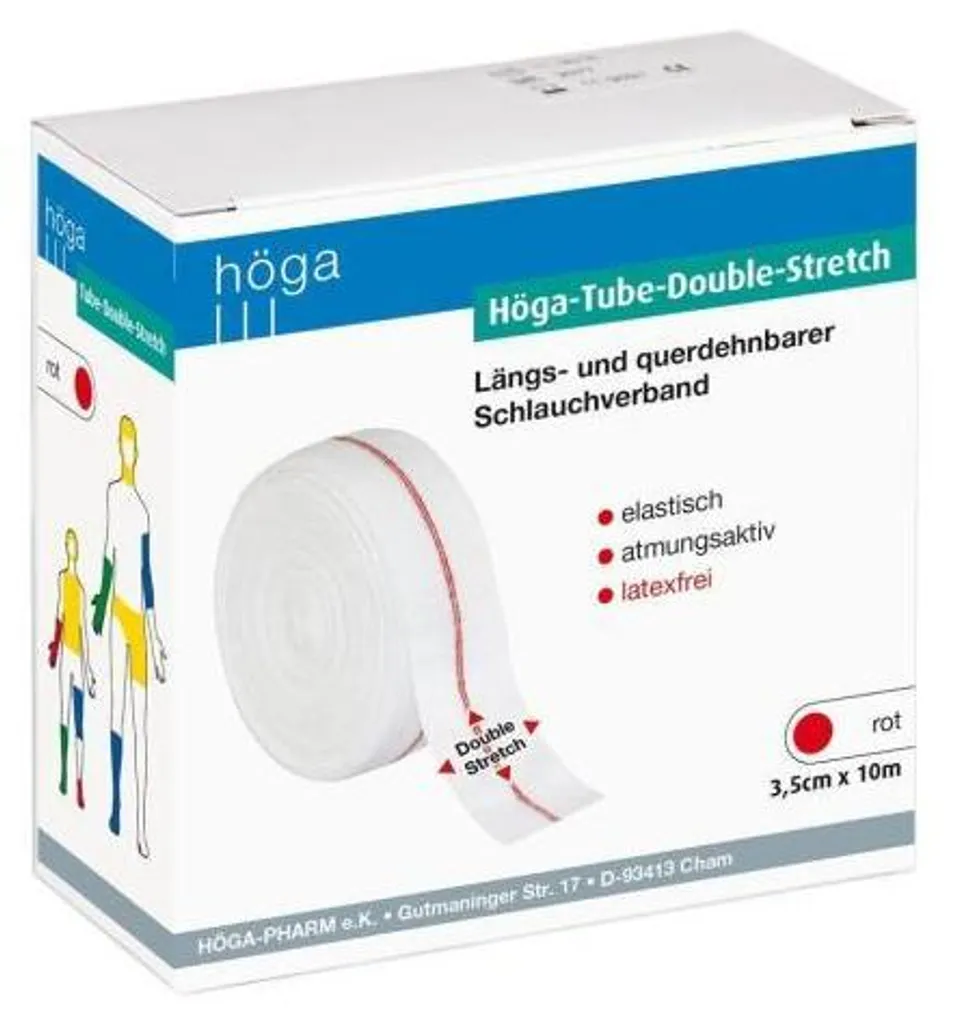 Bandage tubulaire Höga Double Stretch rouge 3,5cm - Rouleau de 10 mètres