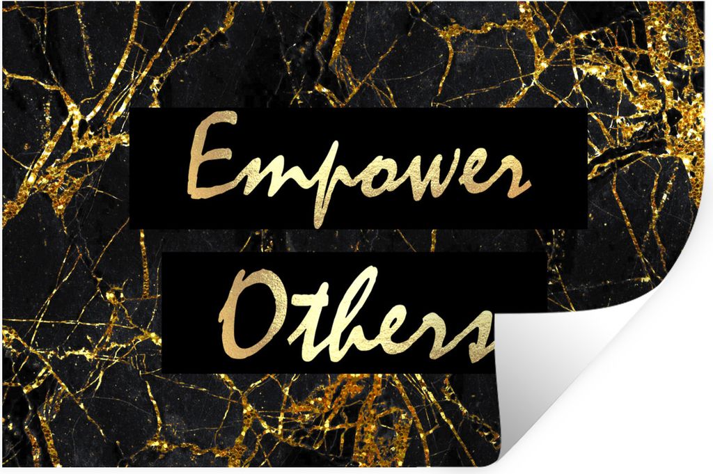 MuchoWow Wandtattoo Wandsticker Wandaufkleber Zitat - Macht - Gold - Marmor 90x60 cm Selbstklebend und Repositionierbar - Aufkleber