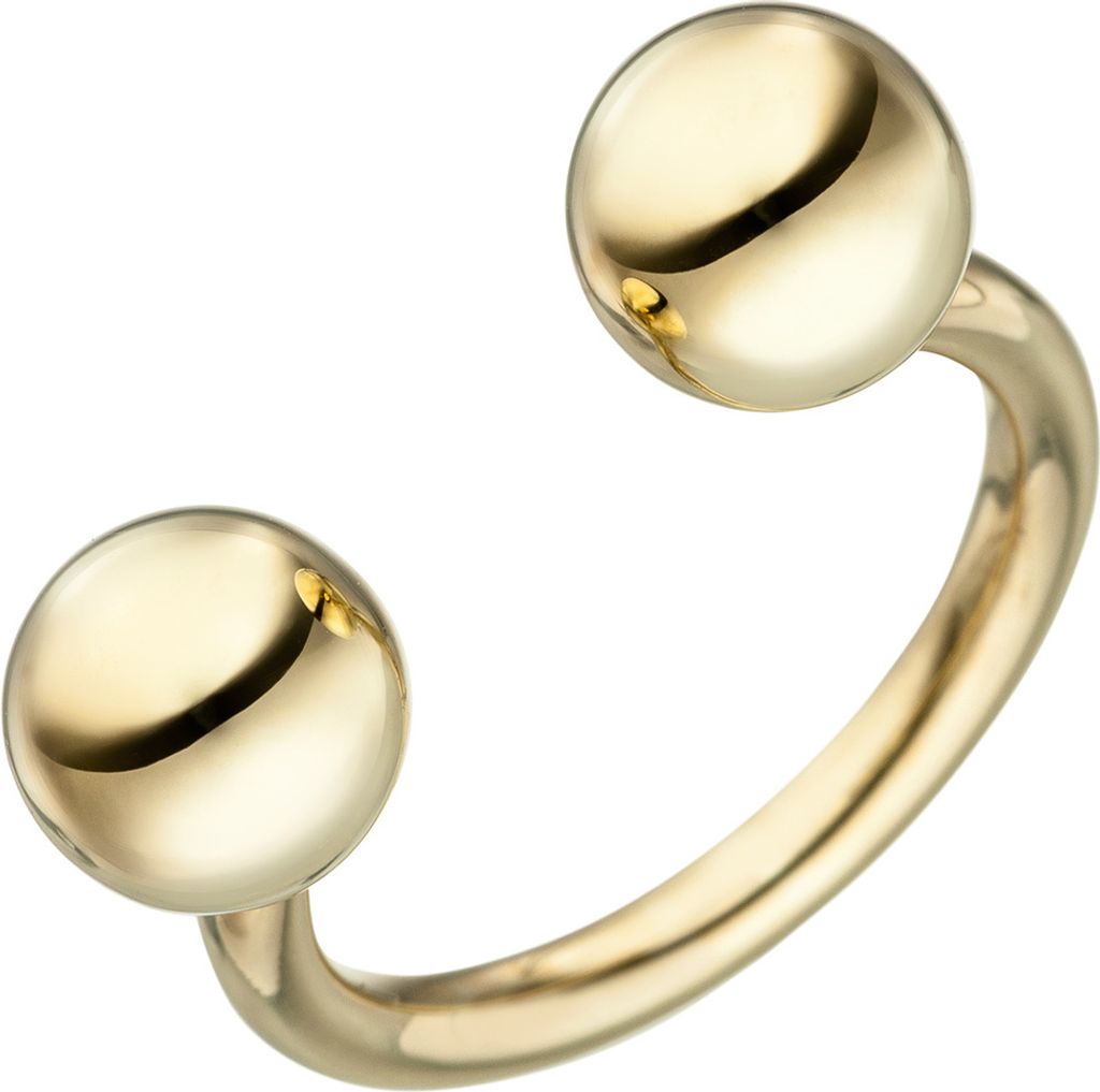 Damenring Ring Kugelring offener Silberring 8mm Kugel 925 Silber vergoldet Innenumfang 56mm Ø17.8mm