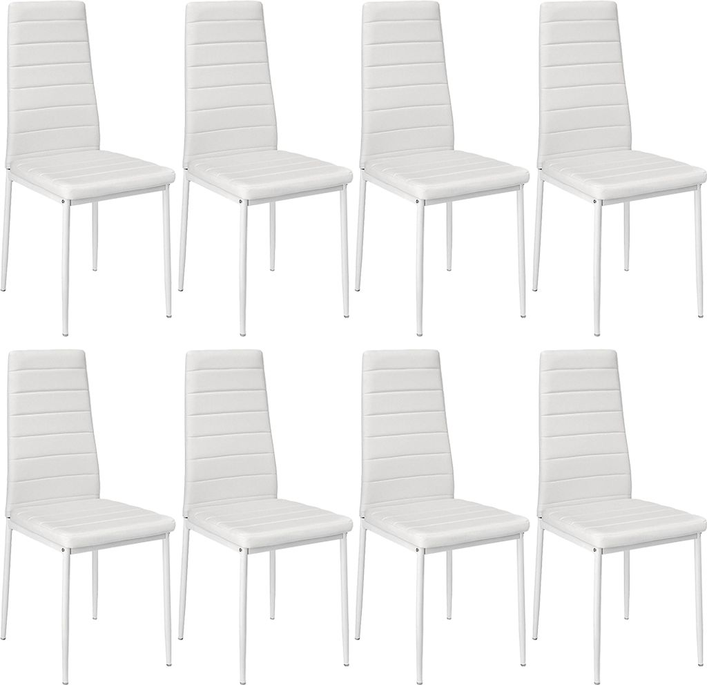 Esszimmerstühle 8-er SET, Kunstleder Weiß