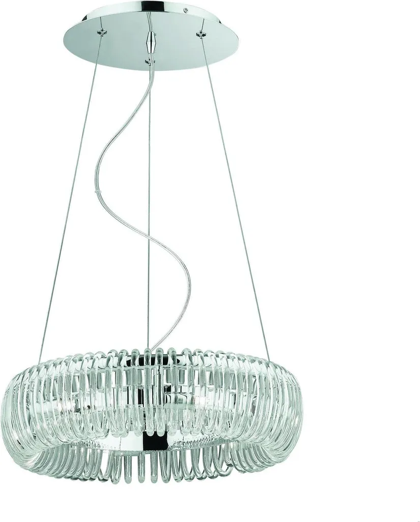 Lampe Suspendue Spotorno Transparente en Verre Soufflé et Métal Chromé