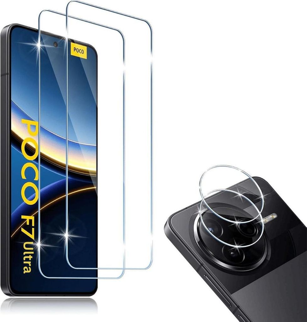 2X Schutzglas für Xiaomi Poco F7 Ultra Display Kamera Panzerfolie Screen Full 9H