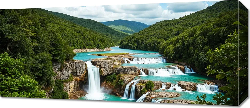 Quadro Moderno Cascate 70x30 cm - Stampa su Tela per Camera da Letto
