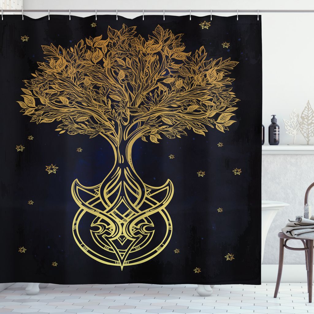 ABAKUHAUS Stammes Duschvorhang, Nachtstern Abstrakt, Wasser Blickdicht inkl.12 Ringe Langhaltig Bakterie und Schimmel Resistent, 175 x 200 cm, Dunk...