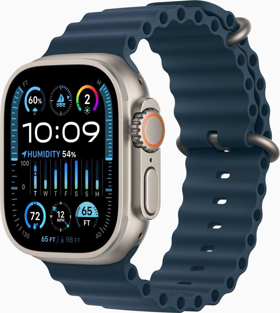 Watch Ultra 2 GPS + Cellular, 49 mm Titangehäuse, Ocean Armband Blau