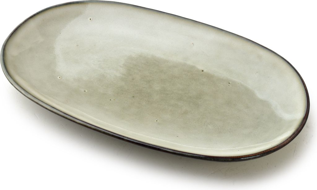Servierplatte Keramik Basic Nature Ovale 31x18 cm Natur 1 Stück