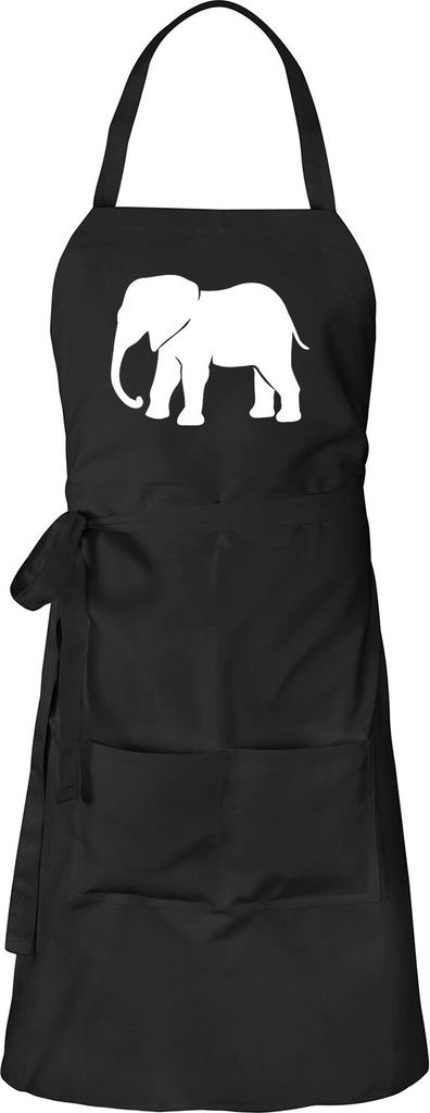 Huuraa Schürze Elefant Silhouette Schwarz mit Taschen Baumwolle Kochschürze Geschenkidee