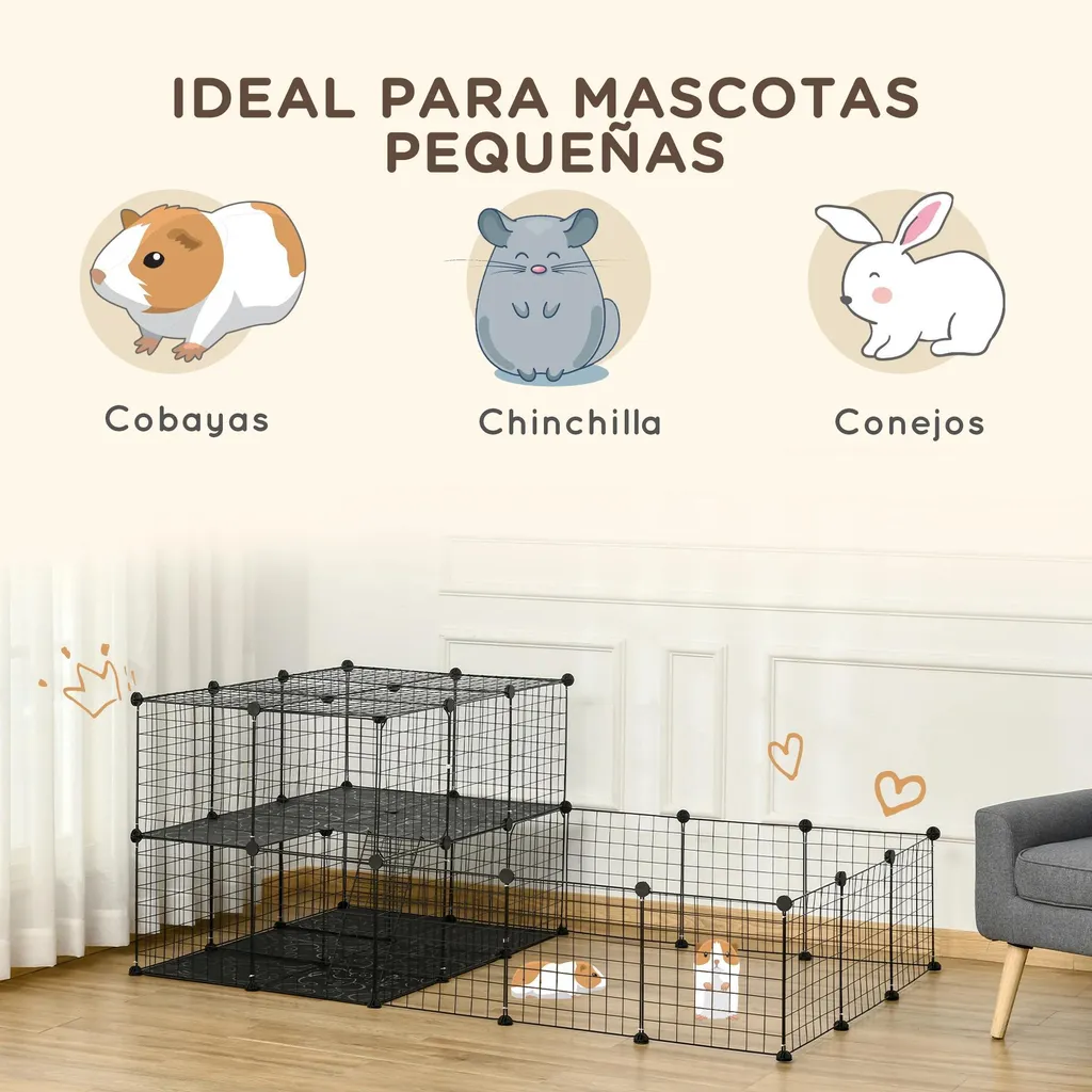 Cage Parc Modulable pour Lapins et Rongeurs - Structure Acier Robuste