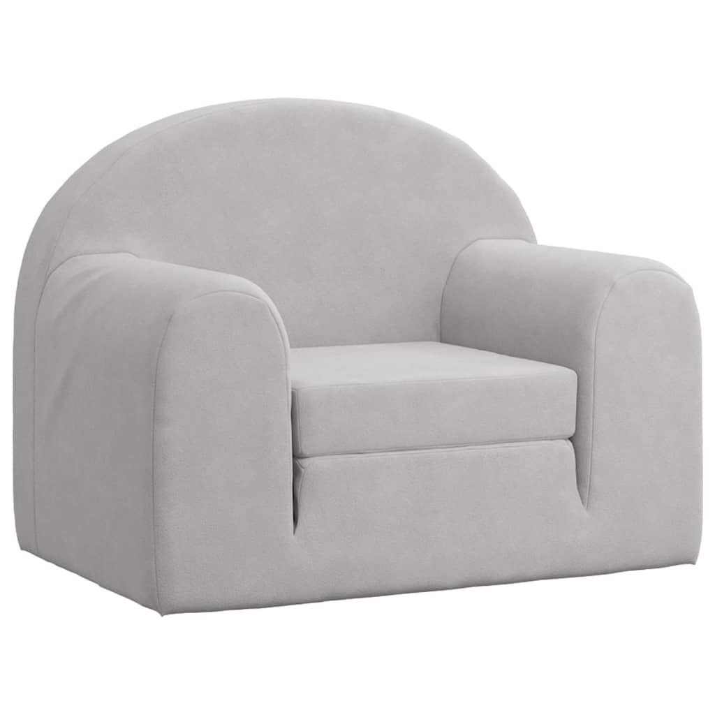vidaXL Sofa rozkładana dla dzieci jasnoszara Miękki plusz Zdjęcie produktu 