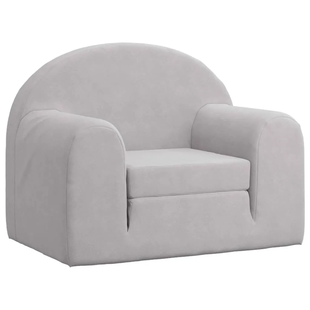 SYFAX™ Divano Letto per Bambini Grigio Chiaro in Morbido Peluche