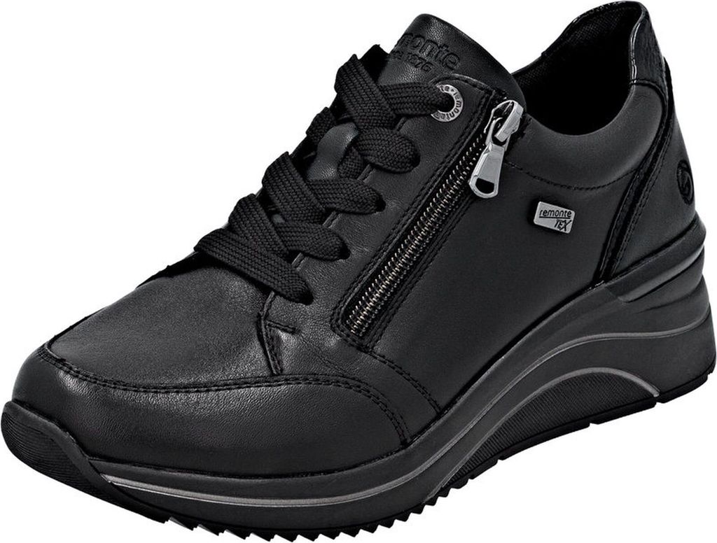Remonte Damen Leder Sneaker in weite H mit loser Einlage D0T03, Größe:42 EU, Farbe:Schwarz