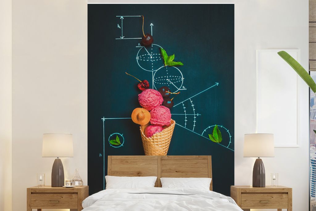 MuchoWow Fototapete für Wohnzimmer oder Schlafzimmer Wandtapete Vinyl Motivtapete Süße Mathematik - 170x260 cm - Wohnzimmertapete