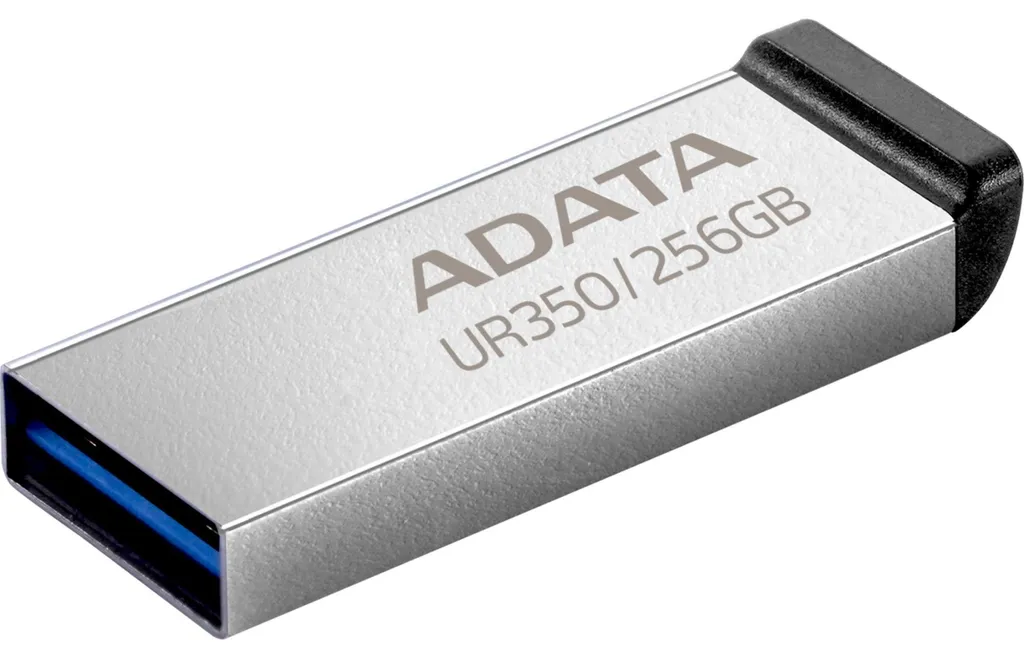 Clé USB ADATA UR350 256 Go USB 3.2 en alliage de zinc nickel et noir