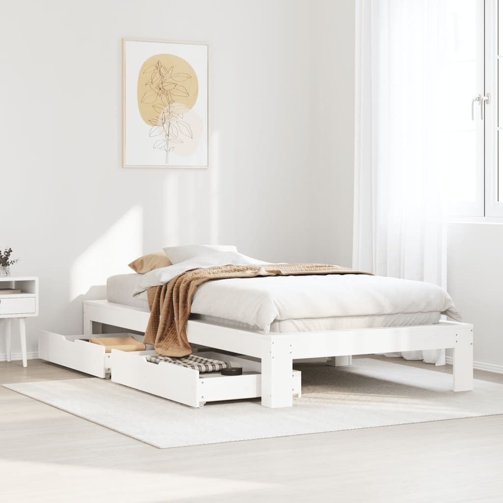Maison Exclusive - Massivholzbett ohne Matratze Weiß 100x200 cm Kiefernholz