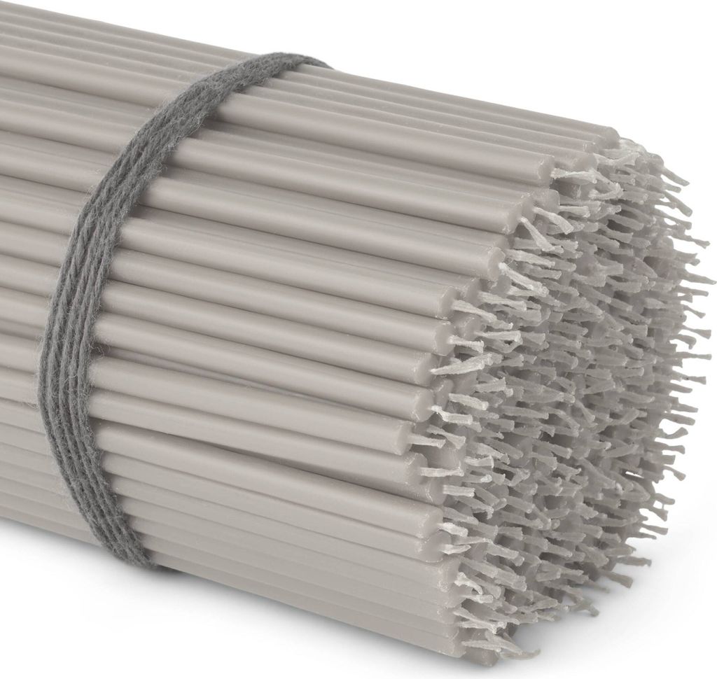 250x Stabkerzen grau Rußfrei Tropffrei dünn L 16cm Qualität Paraffinwachs 36115