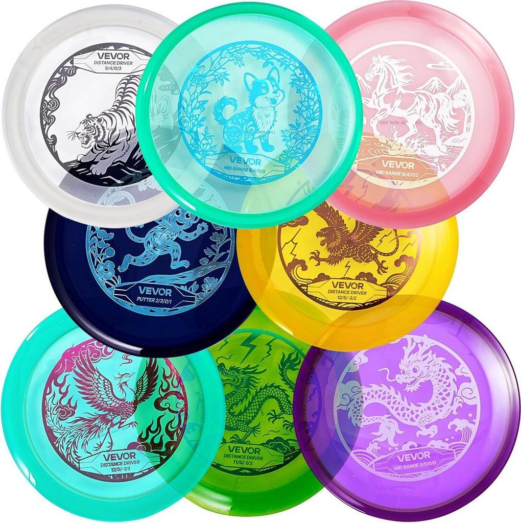 Disc-Golf-Set, 8er-Pack Disc-Golf-Starter-Set, Flugscheiben für Anfänger zum Ganzkörpertraining, mit Putter, Mid-Range, Driver, PDGA-, für den ...