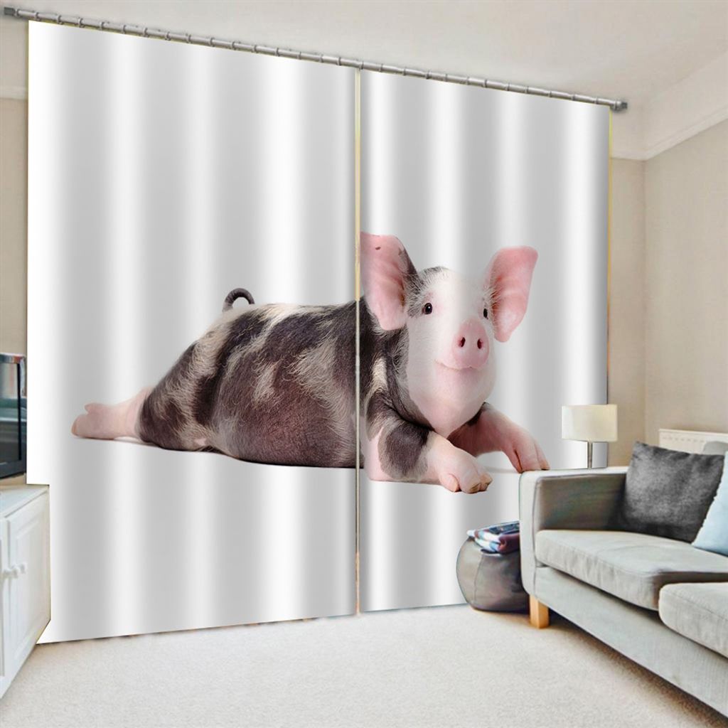 Icegrey 2 Stš¹ck Tiere Gardinen Vorh?nge Verdunkelungsvorh?nge Blickdicht 3D Curtain Schlafzimmer Wohnzimmer mit Haken, Stil 2, 500x213cm