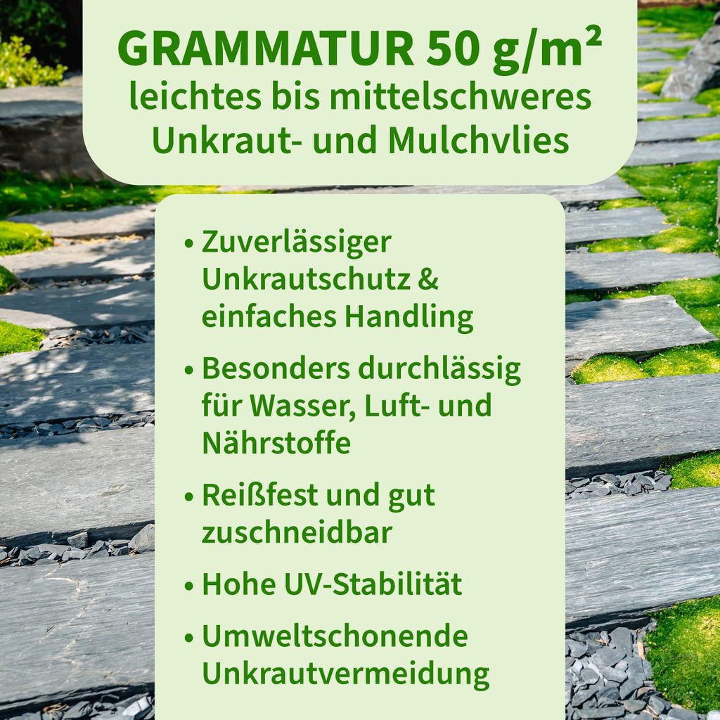 TTL Garden Unkrautvlies 50g/m² 2x5m inkl. 20 Erdanker – Produktbild 