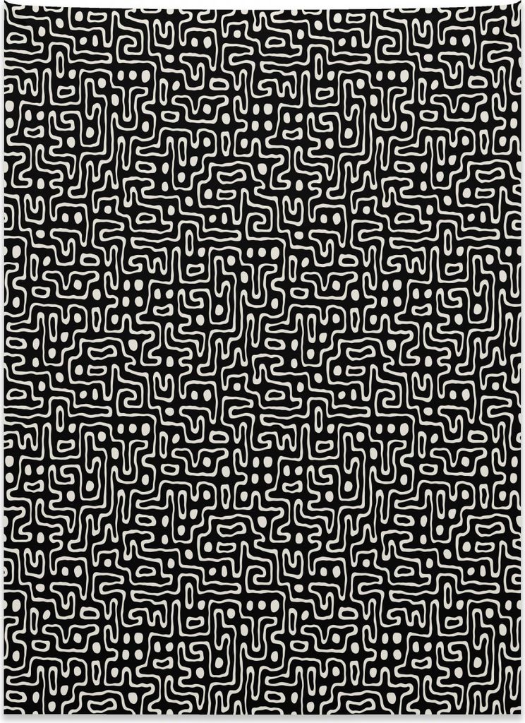 Abakuhaus Geometrisch Wandteppich, Labyrinth-Streifen mit Punkten aus Weiches Mikrofaser Stoff Kein Verblassen Klare Farben Waschbar, 110 x 150 cm,...