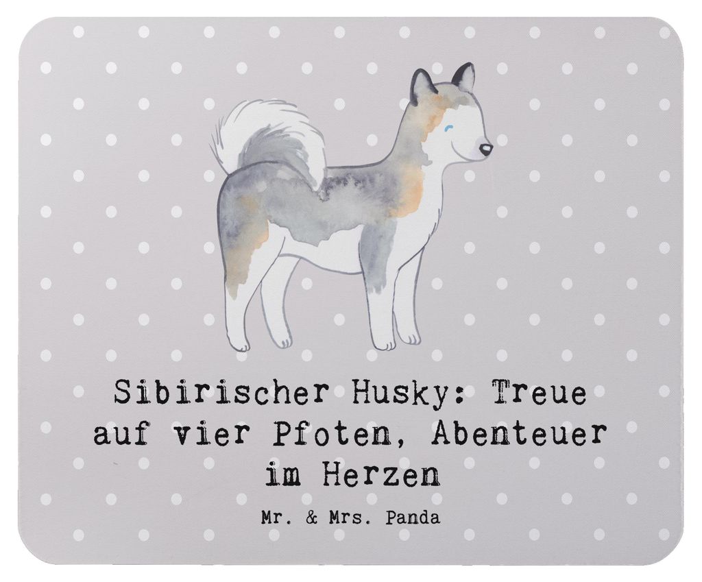 Mr. & Mrs. Panda Mauspad Sibirischer Husky - Grau Pastell - Geschenk, spielen, Hunderassen Pflege, Hunde, Abenteuer, Mouse Pad, laptop, im Herzen, ...