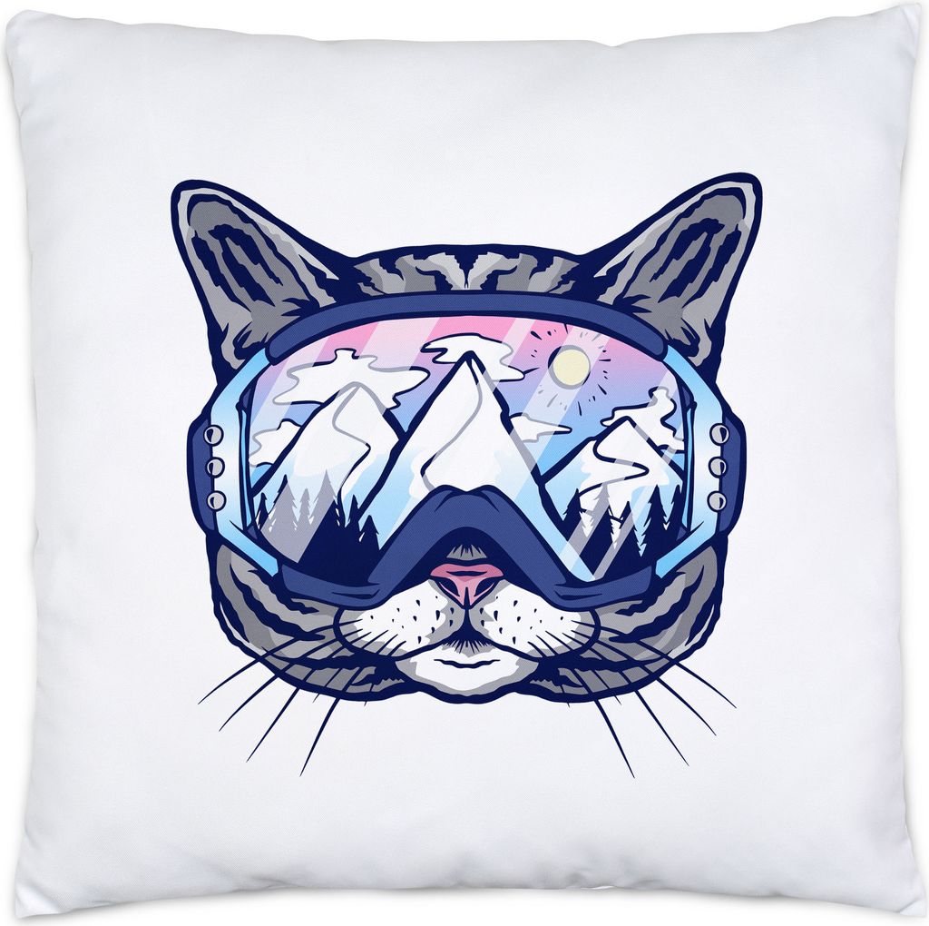 Ski Katze Kissen Sport Bewegung Skifahrerin Wintersport Skipiste Bewegung Sport Skilift Skianzug