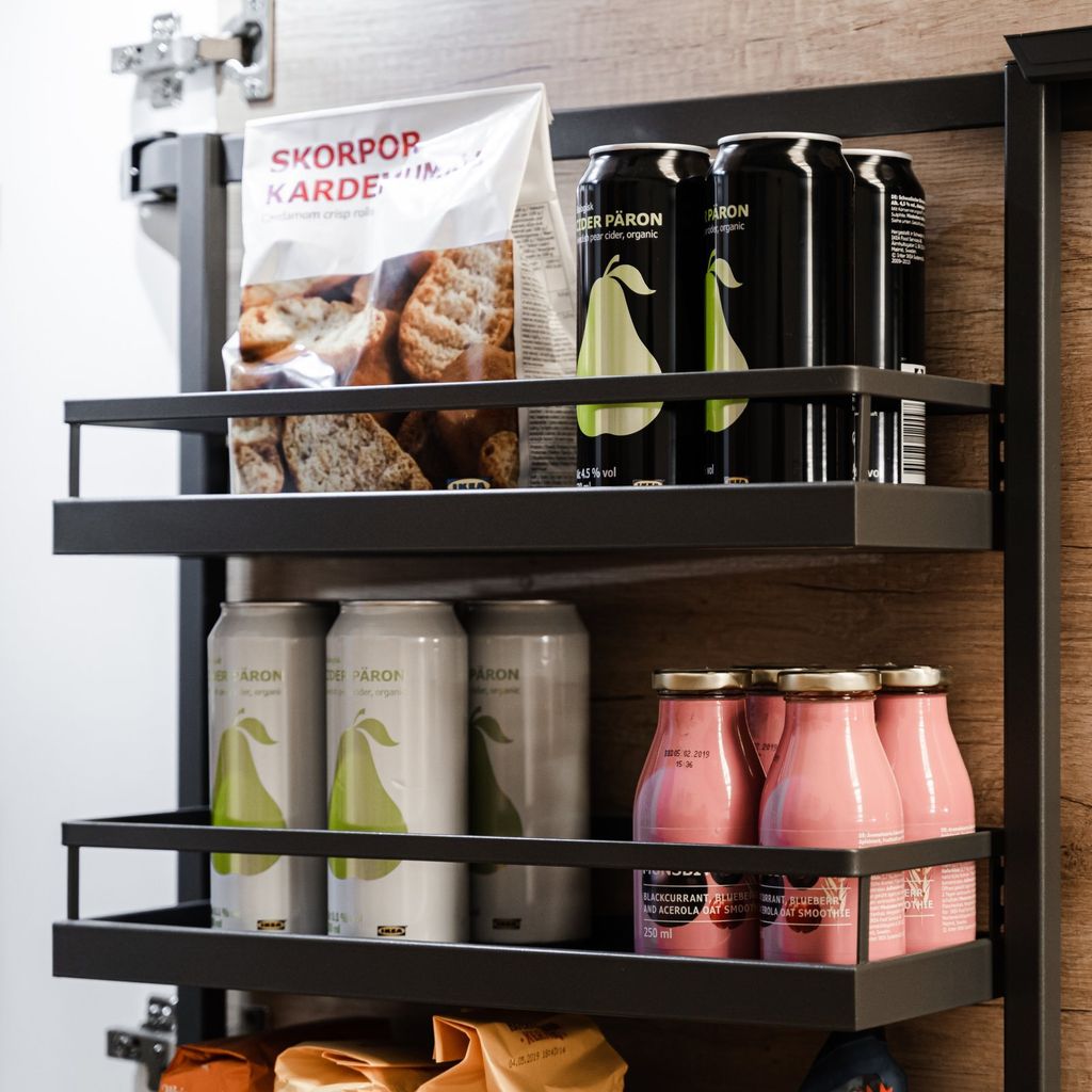 Kesseböhmer Dispensa Tandem Side Türregal inkl. 3x ARENA Style Einhängetablare anthrazit Höhe: 800 mm für 60er Hochschrank