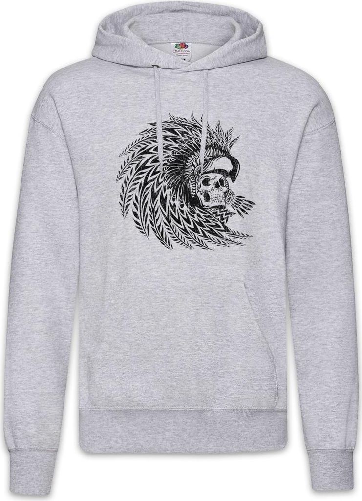 Urban Backwoods Dead Aztec Warrior, Herren Hoodie, Farbe: Hellgrau, Größe: L