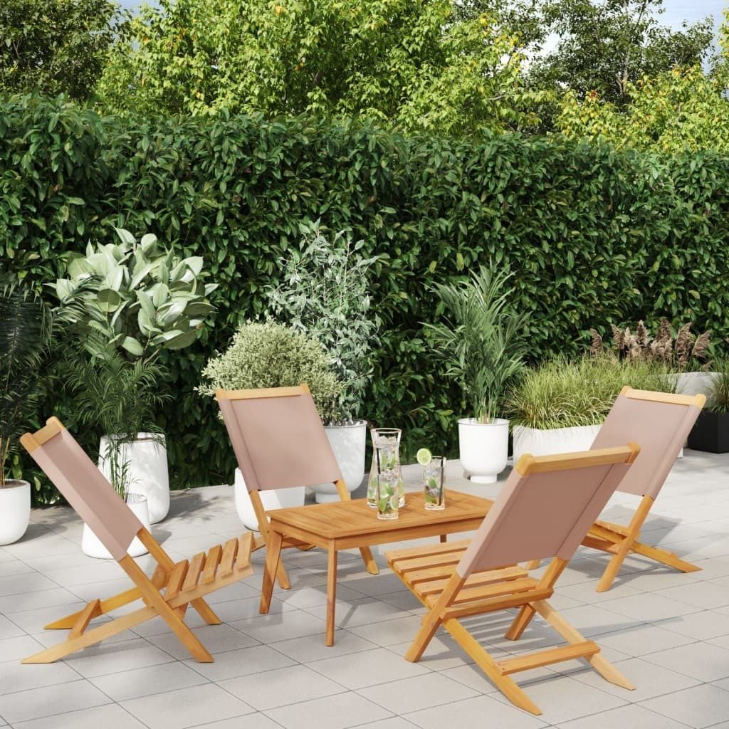Maison Exclusive - Gartenstühle 4 Stk. Klappbar Taupe Stoff und Massivholz