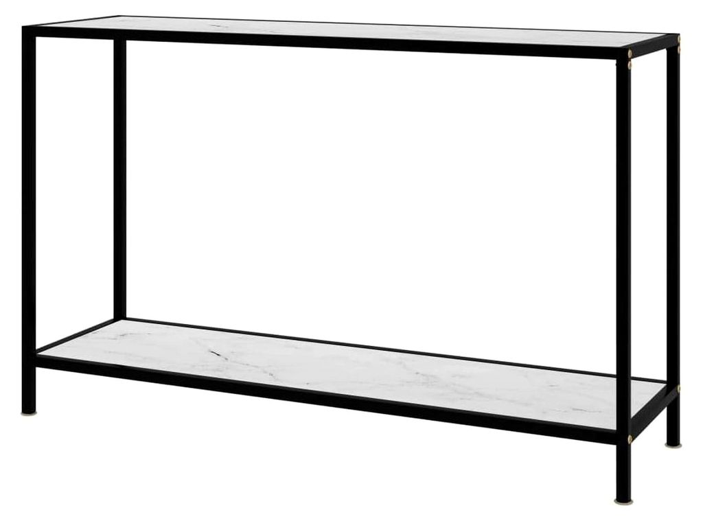 Konsolentisch 120x35x75cm Weiß Hartglas Beistelltisch Bartisch Sideboard Wohnzimmer Wandregal Metall