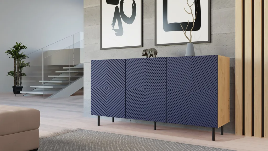 Optimisez votre Rangement avec la Commode KAMA 150 cm Chêne et Bleu