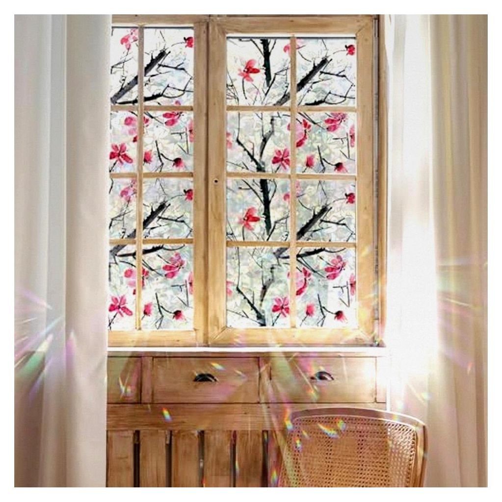 Statische Fenster-Sichtschutzfolie mit Buntglas-Effekt, Fensteraufkleber, Anti-UV-Hitzeregler, Glasfolie, 300 x 43 cm