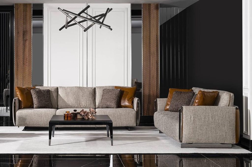 Sofagarnitur Grau 4 3 Sitzer Set Design Sofa Polster Couchen Couch Modern