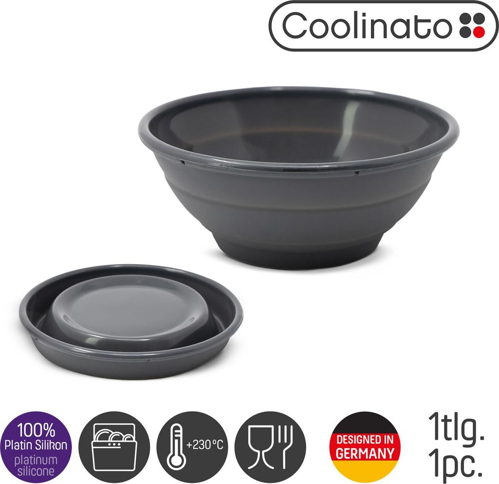 Skladacia silikónová miska Coolinato 16 cm ŠEDÁ Obrázok produktu 