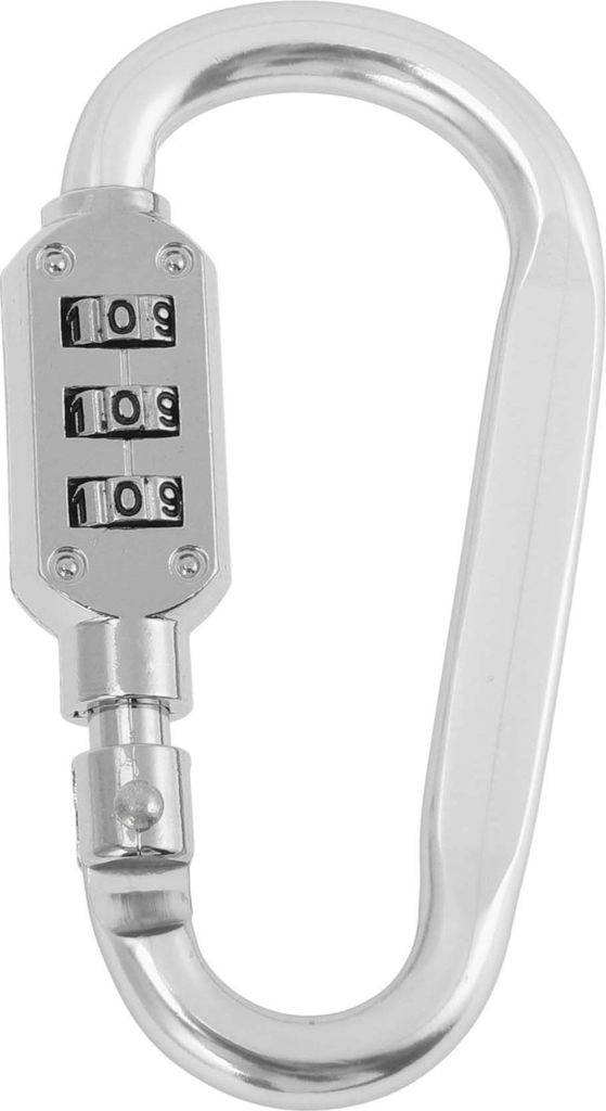 Kombinationsschlösser, 3-stellige Zahlenkombination D-Ring Clip-Verschluss, 42mm D-Typ Vorhängeschloss für Motorrad Fahrrad, Silberfarbe