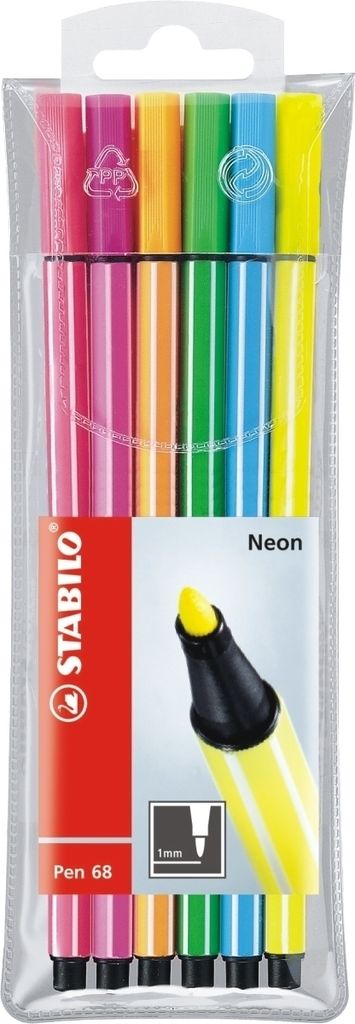 Stabilo - Filz -Tip Pen 68/6 M Fluor Arsch 6st | Endui a 6 piece | 10 Stück