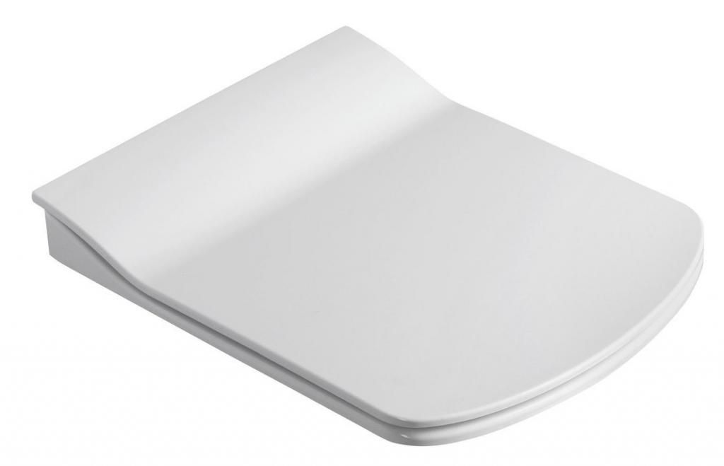 A white toilet seat is shown from a diagonal angle against a white background.