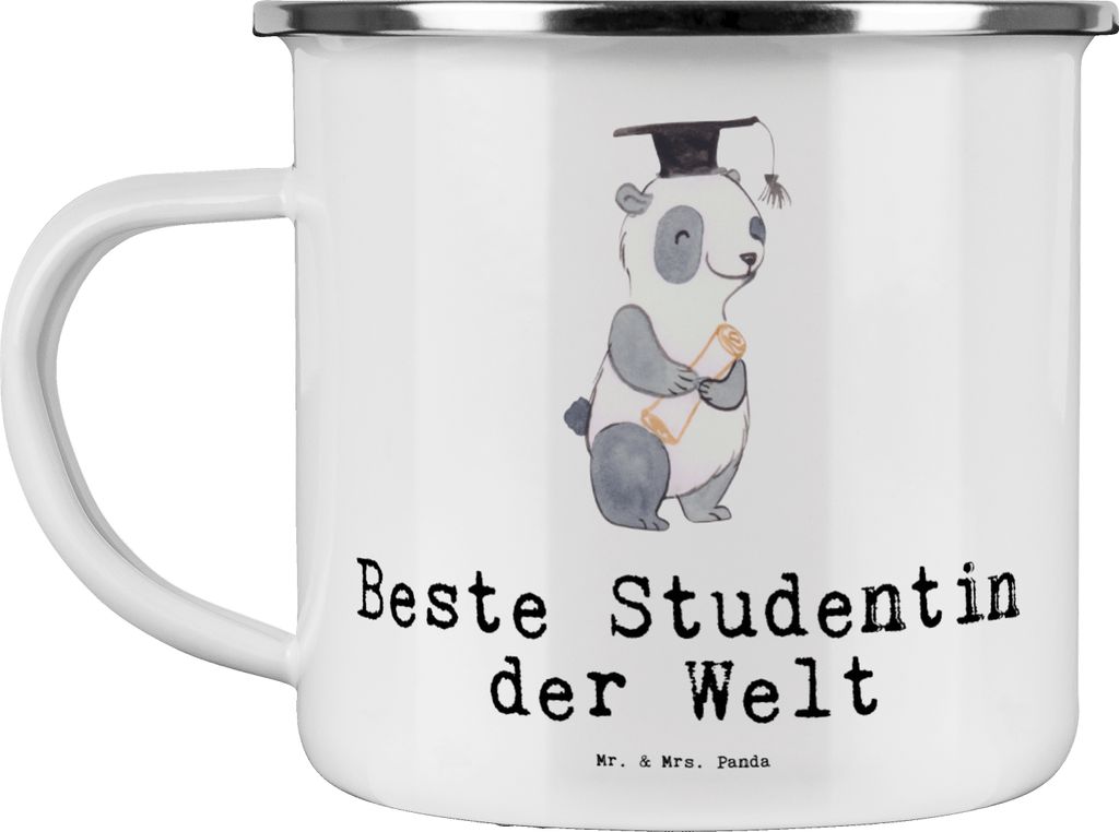 Mr. & Mrs. Panda Emaille Tasse Pinguin Beste Studentin der Welt - Weiß - Geschenk, Becher, Abschluss, Emailletasse, Pott, Geschenkidee, Tochter, U...