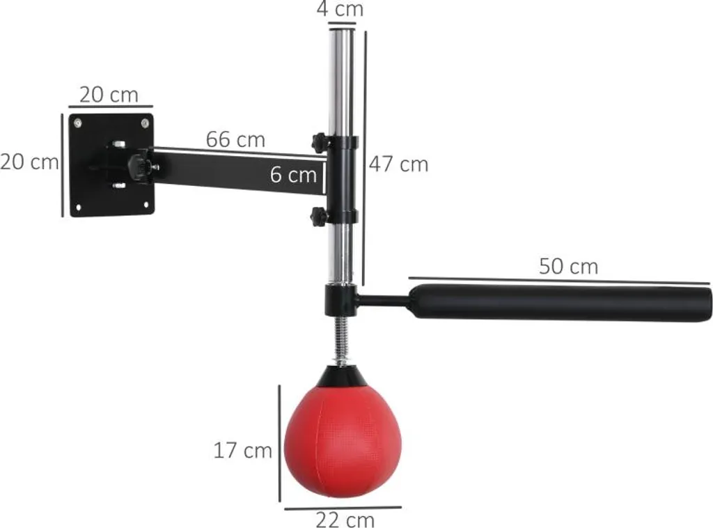 Support Boxe Mural Gain de Place Pliable avec Barre Réflexe Rouge