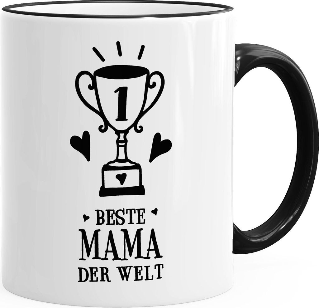 Kaffee-Tasse Geschenk zum Muttertag Beste Mama der Welt Pokal Spruch MoonWorks schwarz unisize