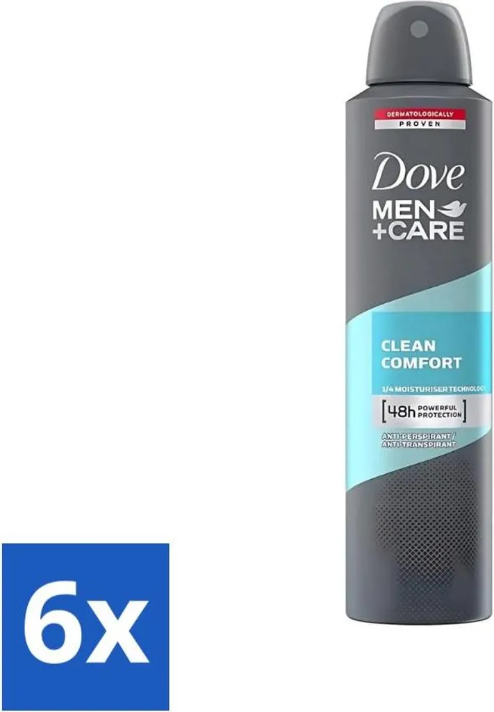 6x Deodorante Dove Men Care Clean Comfort 250ml - Maxi Risparmio