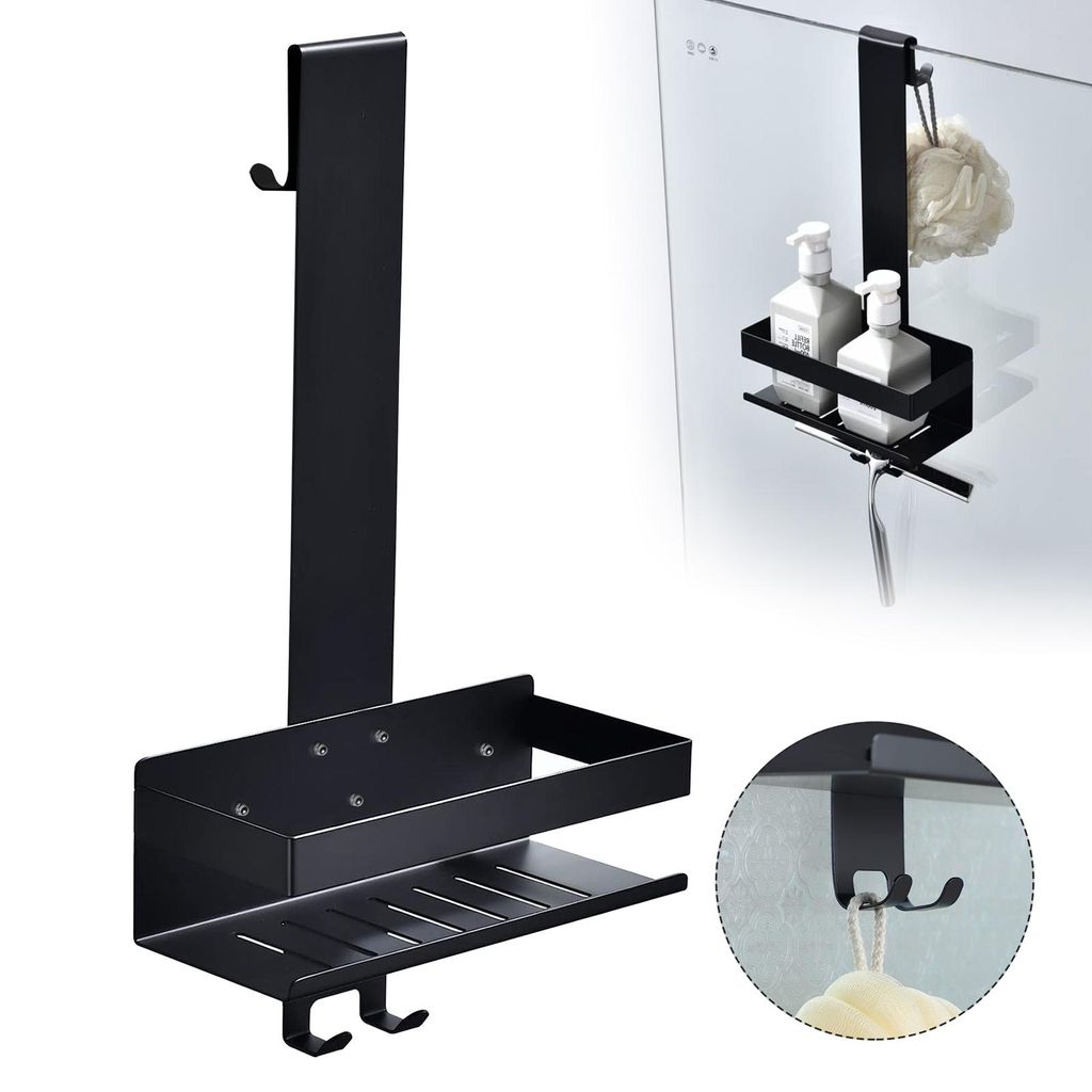 Duschregal Duschablage zum Hängen, Duschkorb zum Hängen der Glas-Duschabtrennung, Edelstahl,mit Haken für Rahmenlos Glastür